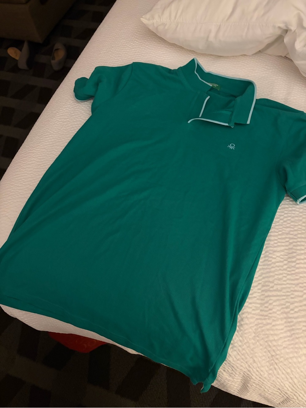 Men's Teal Polo Shirt with Contrast Trim